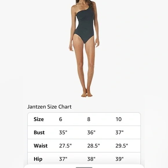 New 8 Black One shoulder Jantzen Solids one piece swim suit strap attached - Picture 6 of 7
